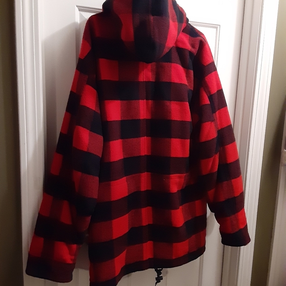 red and black plaid winter coat